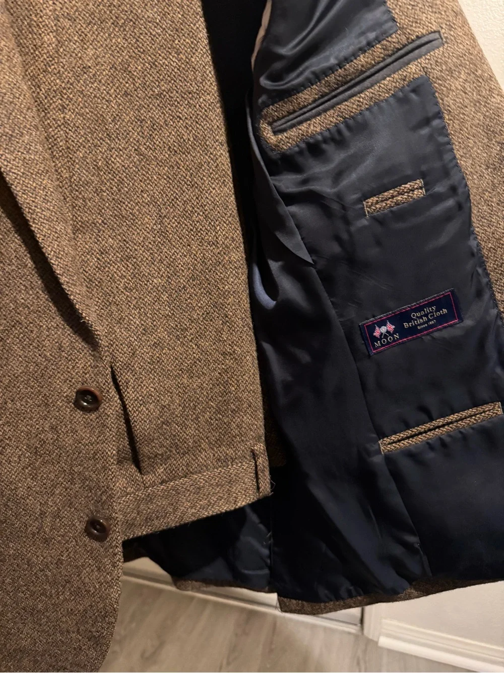 J. Crew Brown British tweed suit.